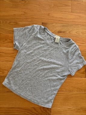 Bozzolo Light Gray Ribbed Short-Sleeve Tee